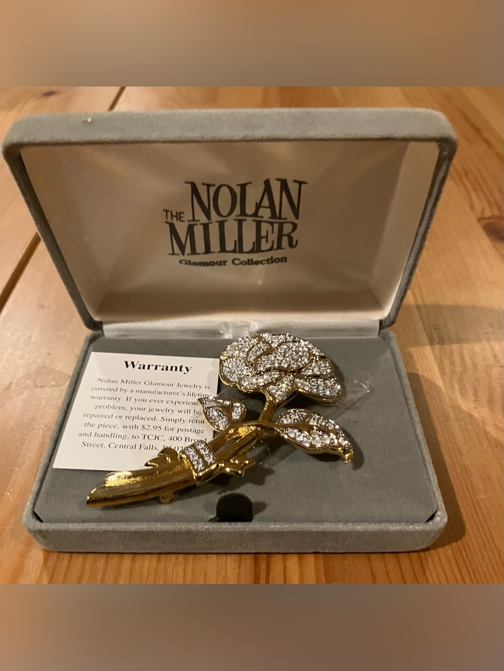 NEW Nolan Miller Vintage Gold-Tone Crystal Flower Brooch